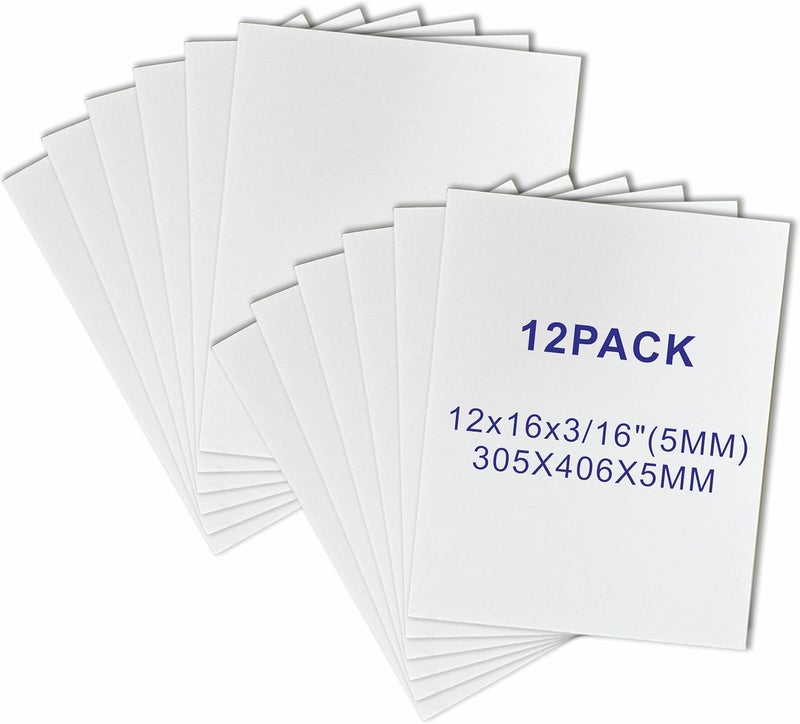ZJCEASER 12 Pack Foam Core Board, 12 x 16 White Poster Board, 3/16" Thickness Sign Board Craft Foam Sheet for Signboards, School Projects, University Displays, College Events, Arts & Crafts, Framing - Image 1